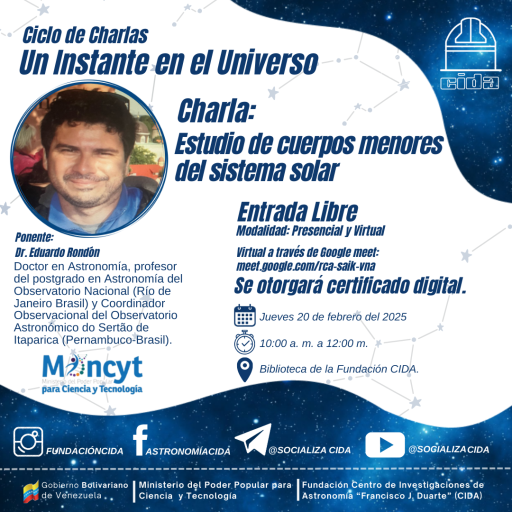 Centro de Astronomía presentará charla "Un Instante en el Universo" en Caracas 