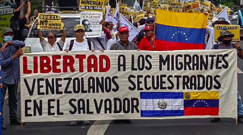 Marcha en El Salvador rechaza secuestro de migrantes venezolanos