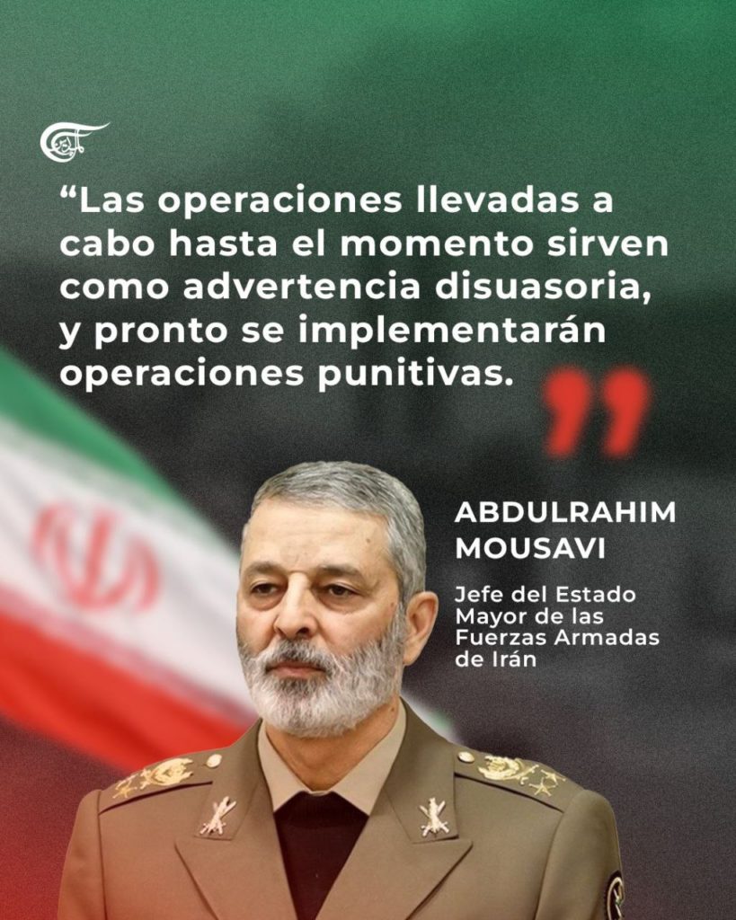 Irán advierte que pasará de operaciones disuasorias a "punitivas” contra Israel