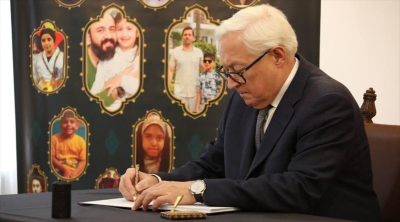 El viceministro ruso de Asuntos Exteriores, Serguéi Riabkov, reunido en embajada iraní en Moscú, Rusia, 1 de julio de 2025. (Foto agencias)