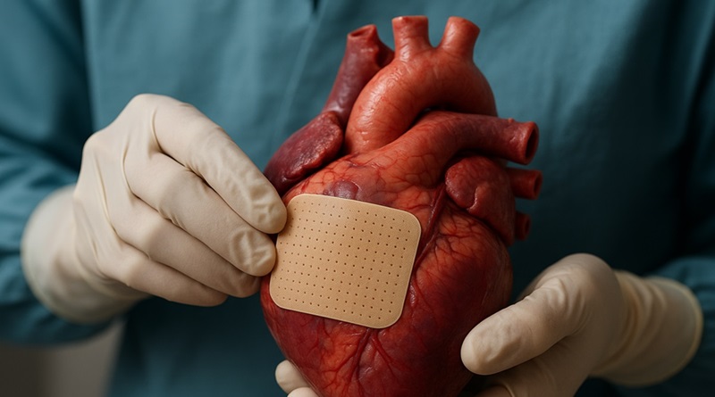 Científicos crean un parche que ayuda al corazón a repararse solo (Imagen creada por inteligencia artificial)
