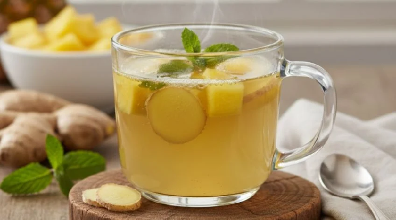 Té de jengibre con piña desinflama y desintoxica